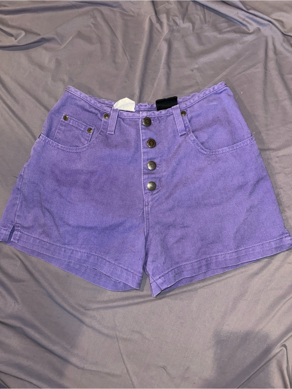 Vintage No Boundaries High-Waist Purple Button-Front Women’s Shorts